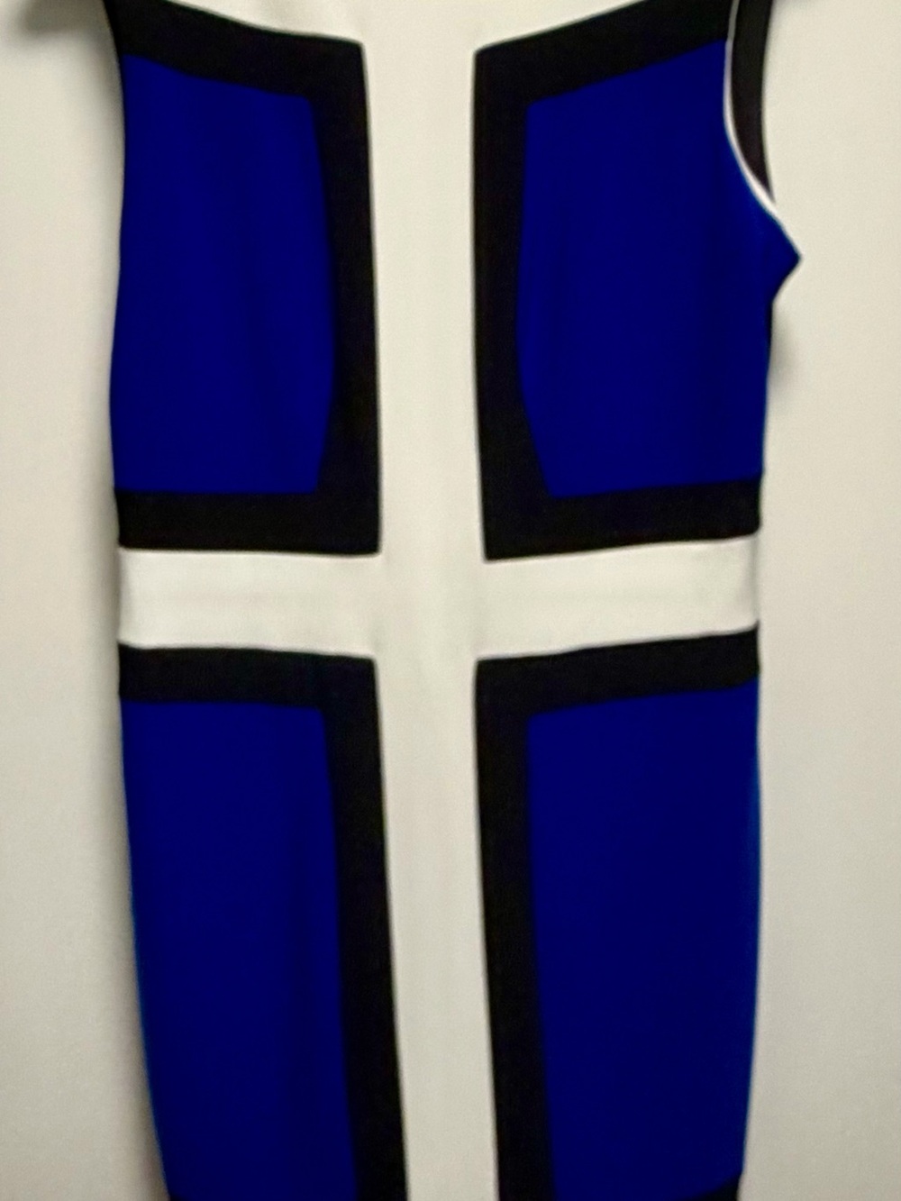 Joseph Ribkoff Size 10 Colorblock Sheath Dress in Blue/Black lined, stretchy